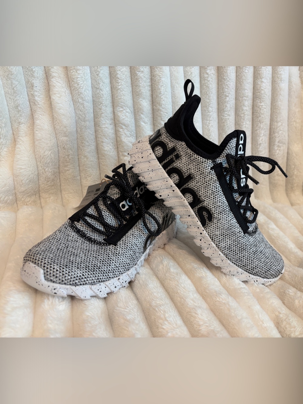 adidas Grey and Black Knit Running Sneakers